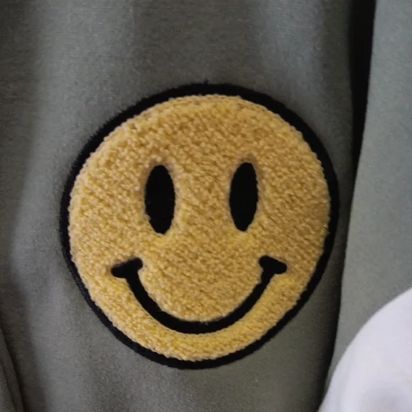 Youth Varsity Jacket with Smiley Patch EUC - Picture 3 of 6